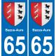 65 Bazus-Aure placa etiqueta de registro de la ciudad