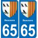65 Beaucens autocollant sticker plaque immatriculation auto ville