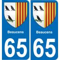 65 Beaucens sticker plate registration city