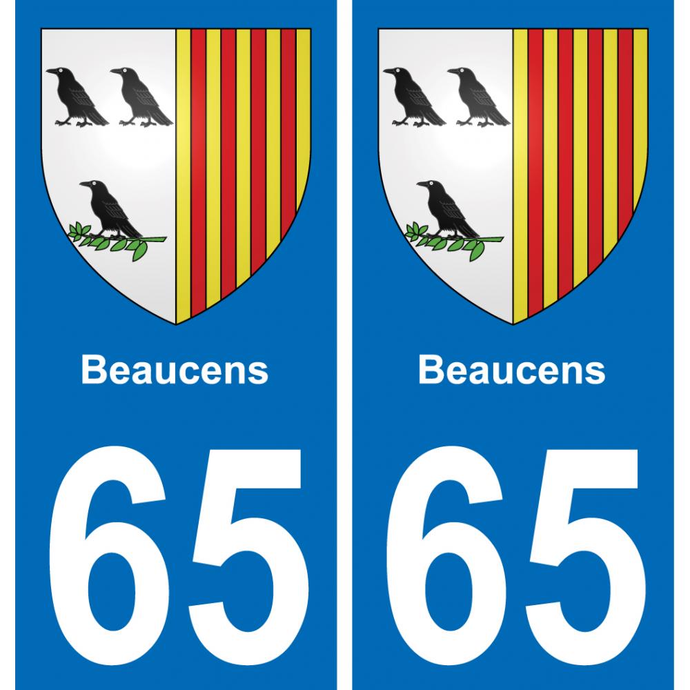 65 Beaucens autocollant sticker plaque immatriculation auto ville