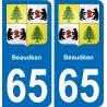 65 Beaudéan sticker plate registration city
