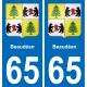 65 Beaudéan autocollant sticker plaque immatriculation auto ville