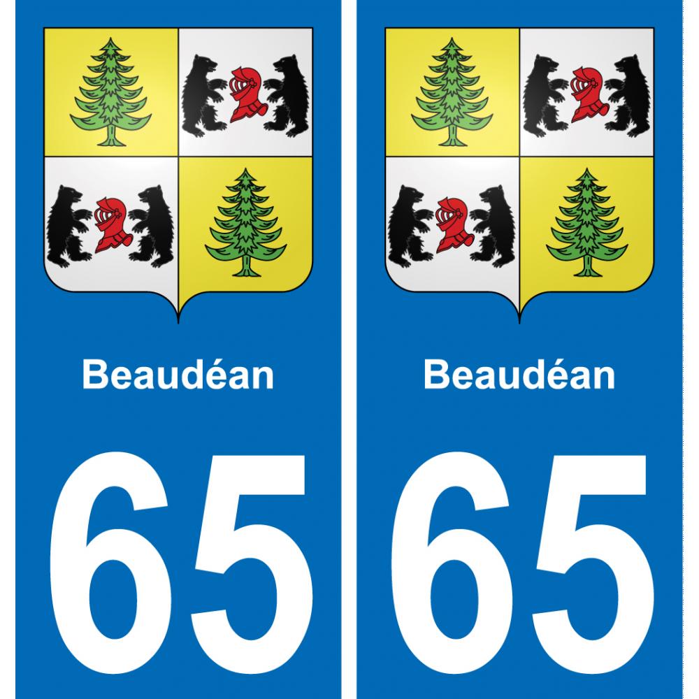 65 Beaudéan sticker plate registration city