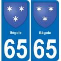 65 Bégole sticker plate registration city