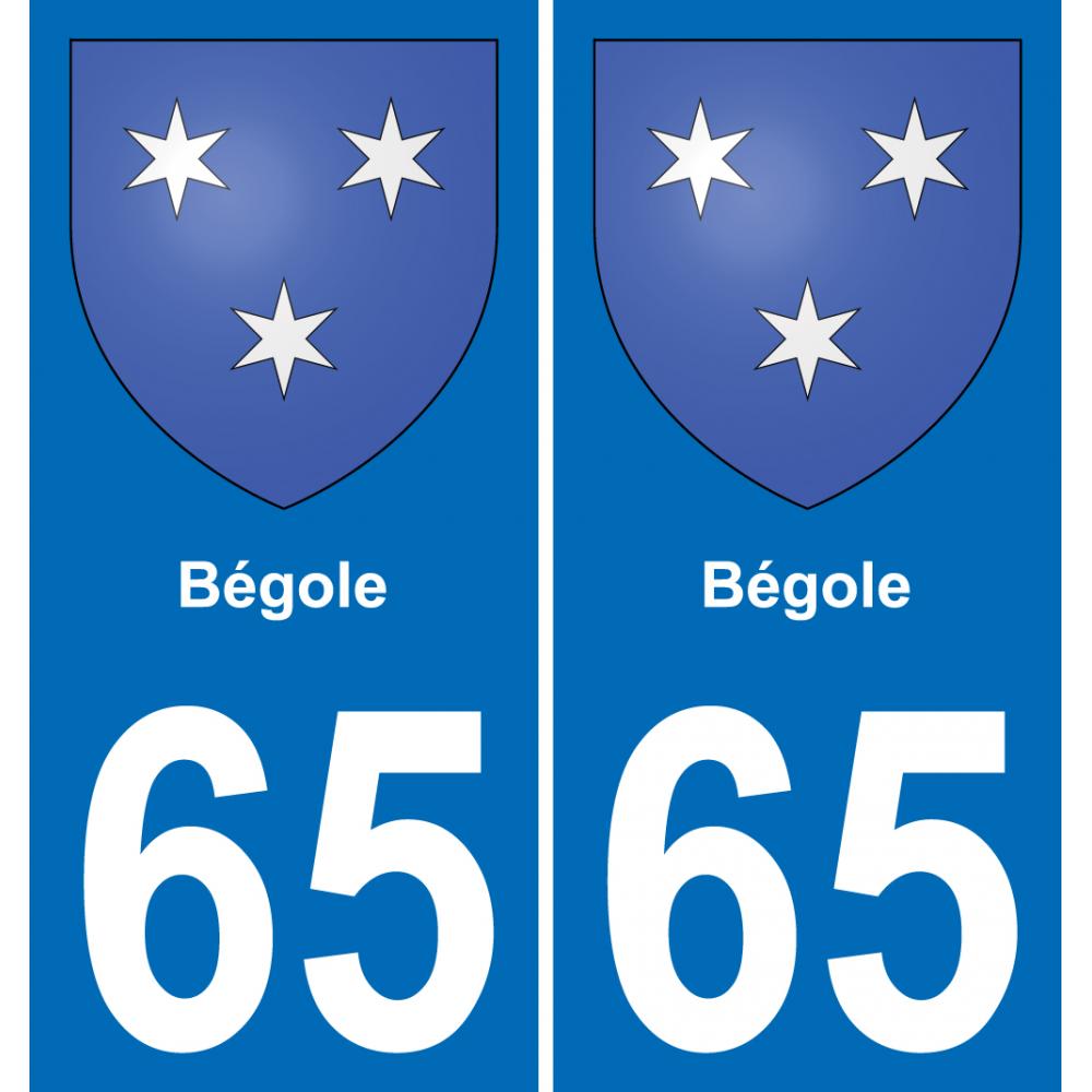65 Bégole autocollant sticker plaque immatriculation auto ville