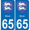 65 Bénac adesivo piastra di registrazione city