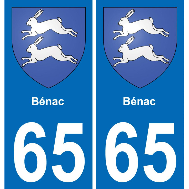 65 Bénac sticker plate registration city