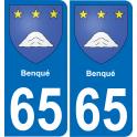 65 Benqué placa etiqueta de registro de la ciudad