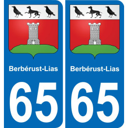 65 Berbérust-Lias placa etiqueta de registro de la ciudad