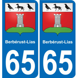 65 Berbérust-Lias placa etiqueta de registro de la ciudad