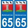 65 Berbérust-Lias autocollant sticker plaque immatriculation auto ville