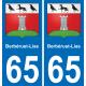 65 Berbérust-Lias autocollant sticker plaque immatriculation auto ville