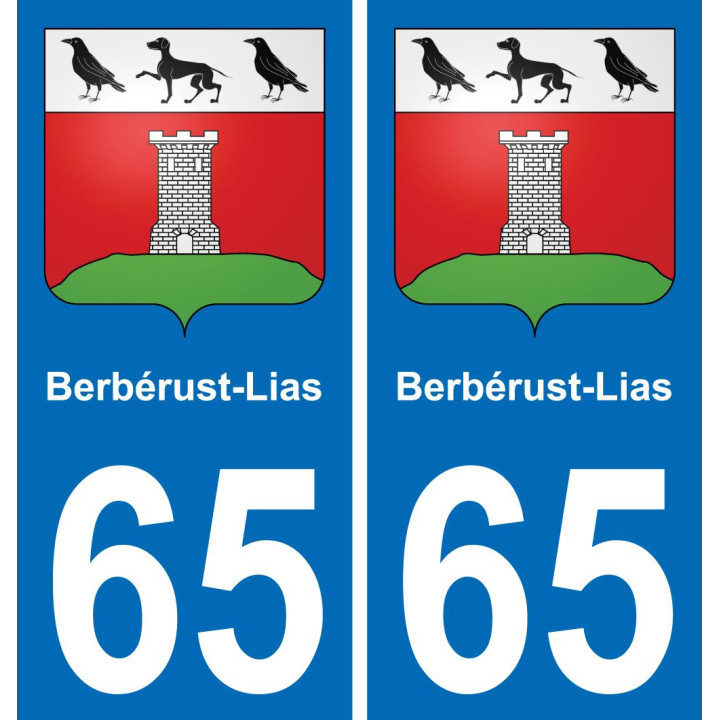 65 Berbérust-Lias autocollant sticker plaque immatriculation auto ville