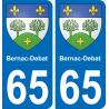 65 Bernac-Debat autocollant sticker plaque immatriculation auto ville