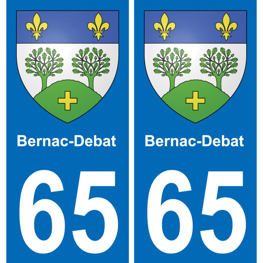 65 Bernac-Debat autocollant sticker plaque immatriculation auto ville