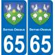 65 Bernac-Dessus adesivo piastra di registrazione city