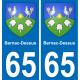 65 Bernac-Dessus autocollant sticker plaque immatriculation auto ville