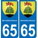 65 Bernadets-Dessus autocollant sticker plaque immatriculation auto ville