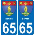 65 Bertren autocollant sticker plaque immatriculation auto ville