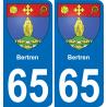 65 Bertren autocollant sticker plaque immatriculation auto ville