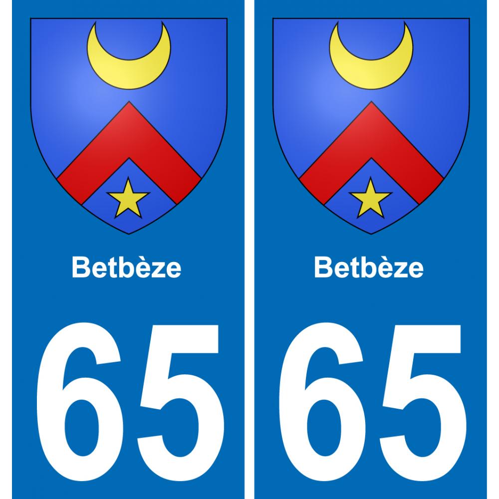 65 Betbèze placa etiqueta de registro de la ciudad
