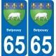 65 Betpouey placa etiqueta de registro de la ciudad