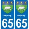65 Betpouey autocollant sticker plaque immatriculation auto ville