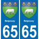 65 Betpouey autocollant sticker plaque immatriculation auto ville