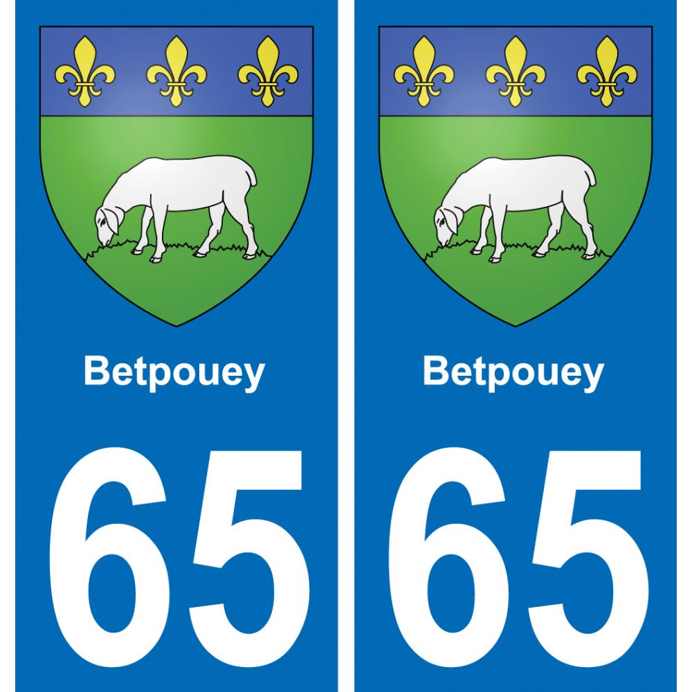 65 Betpouey autocollant sticker plaque immatriculation auto ville