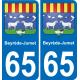 65 Beyrède-Jumet autocollant sticker plaque immatriculation auto ville