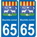65 Beyrède-Jumet sticker plate registration city