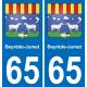 65 Beyrède-Jumet autocollant sticker plaque immatriculation auto ville