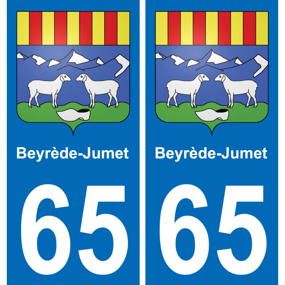 65 Beyrède-Jumet autocollant sticker plaque immatriculation auto ville
