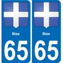 65 Bize sticker plate registration city
