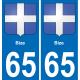 65 Bize sticker plate registration city