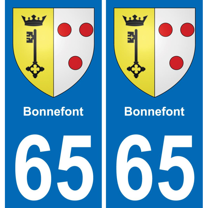 65 Bonnefont autocollant sticker plaque immatriculation auto ville