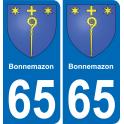 65 Bonnemazon autocollant sticker plaque immatriculation auto ville