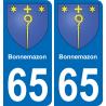 65 Bonnemazon autocollant sticker plaque immatriculation auto ville