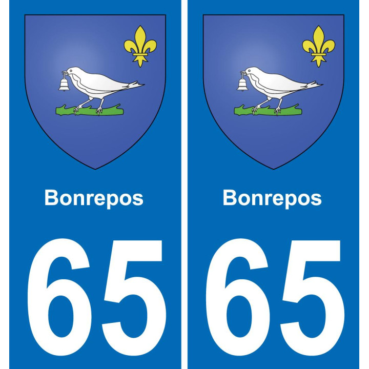65 Bonrepos autocollant sticker plaque immatriculation auto ville
