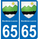 65 Bordères-Louron autocollant sticker plaque immatriculation auto ville