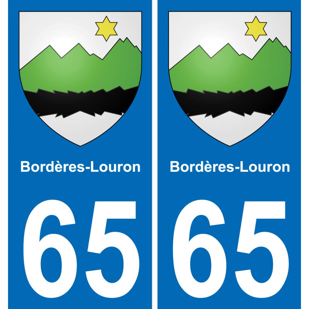 65 Bordères-Louron autocollant sticker plaque immatriculation auto ville