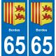 65 Bordes autocollant sticker plaque immatriculation auto ville