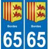 65 Bordes autocollant sticker plaque immatriculation auto ville
