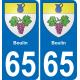 65 Boulin autocollant sticker plaque immatriculation auto ville