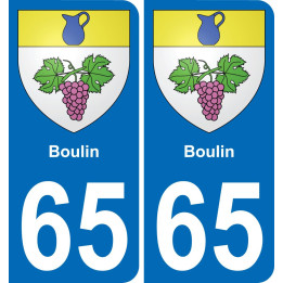 65 Boulin autocollant sticker plaque immatriculation auto ville