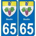 65 Boulin autocollant sticker plaque immatriculation auto ville