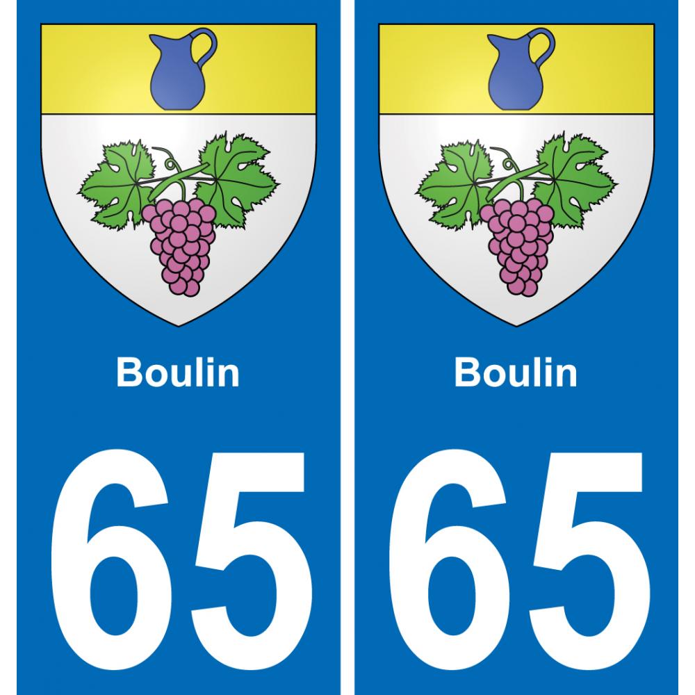 65 Boulin autocollant sticker plaque immatriculation auto ville