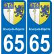 65 Bourg-de-Bigorre autocollant sticker plaque immatriculation auto ville