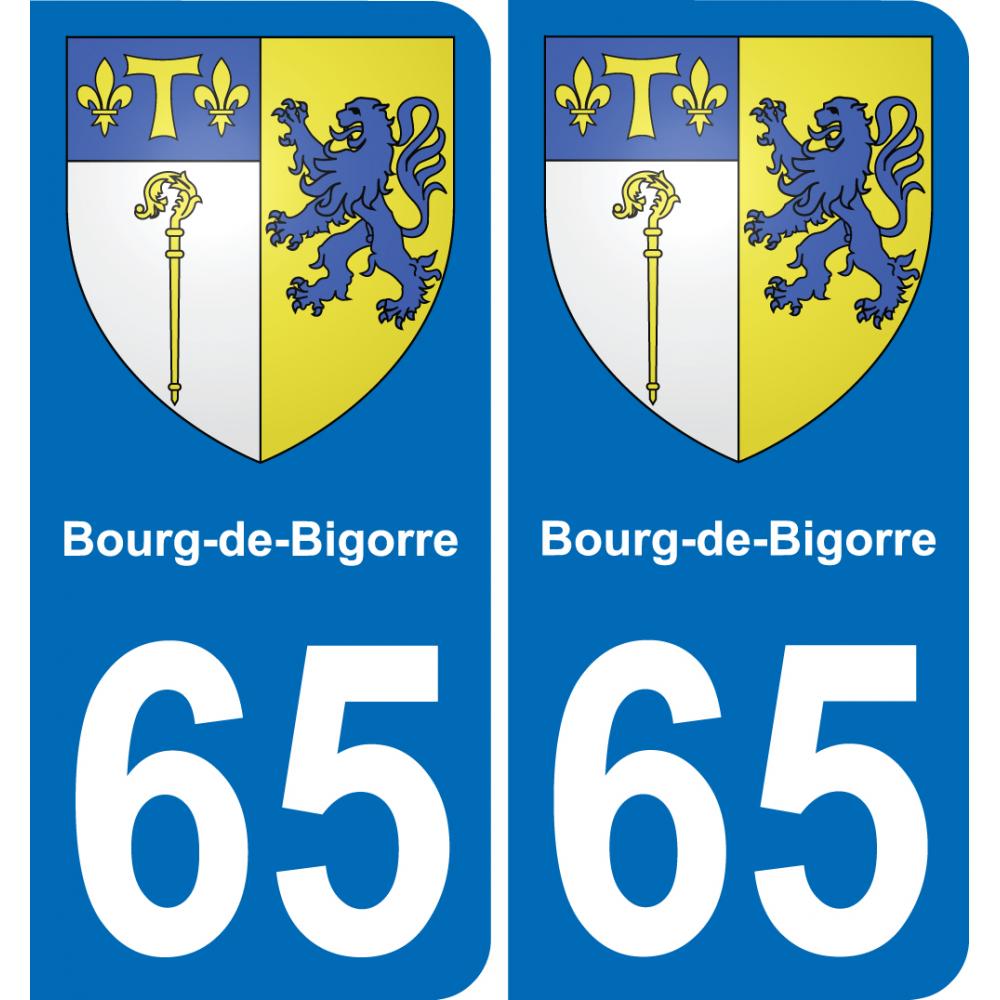 65 Bourg-de-Bigorre placa etiqueta de registro de la ciudad