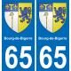 65 Bourg-de-Bigorre placa etiqueta de registro de la ciudad